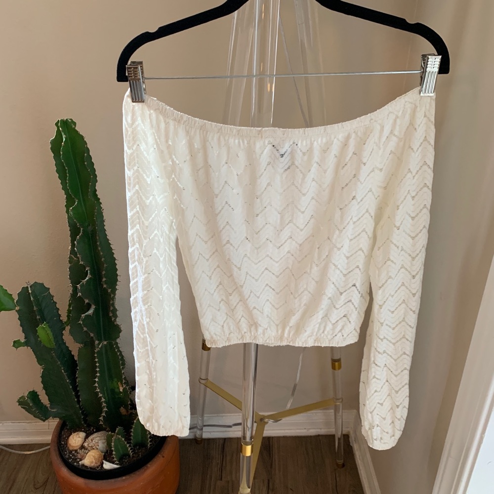 Bebe off shoulder lace top